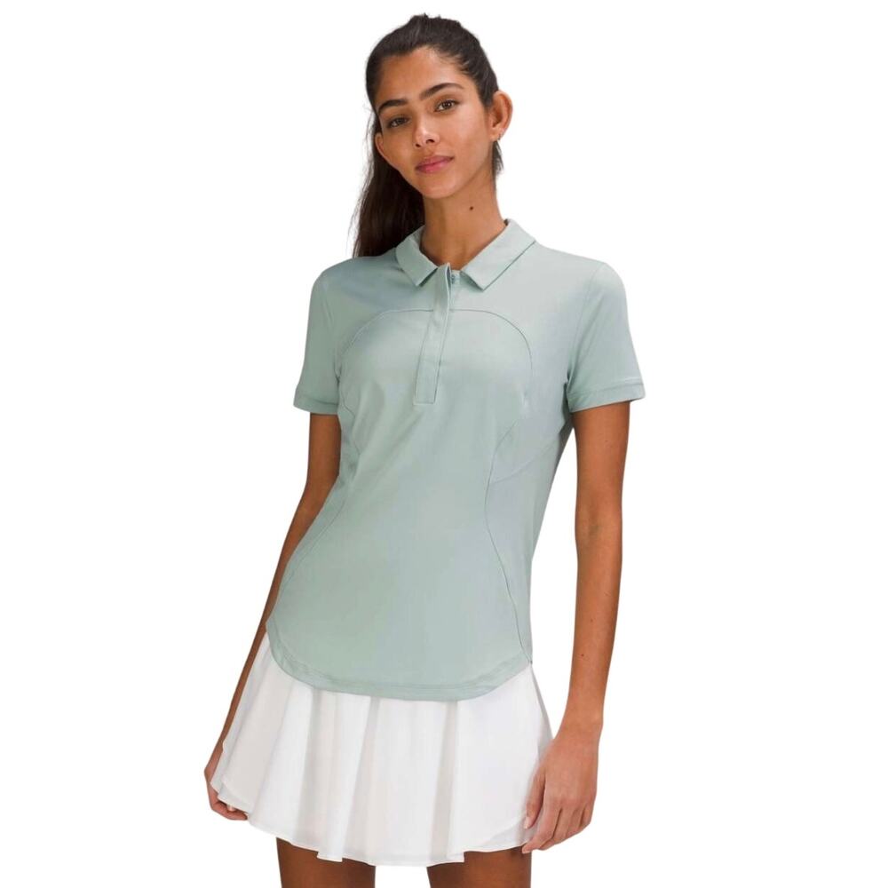 Lululemon Quick Drying Short Sleeve Polo Shirt, Silver Blue, Golf Tennis, Large